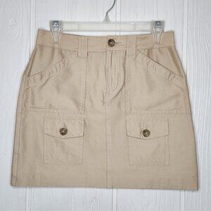 Vintage Y2K Banana Republic Women's Size 2 Beige Khaki Buttons Cargo Mini Skirt